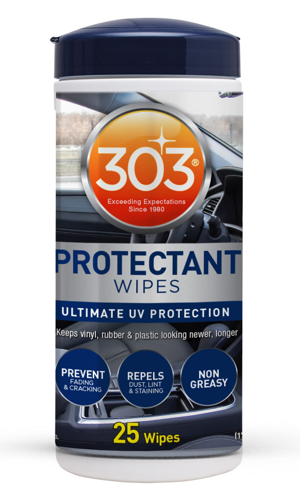 303 Automotive Protectant Wipes 25 Count UV Shielding Car Cleaning Wipes