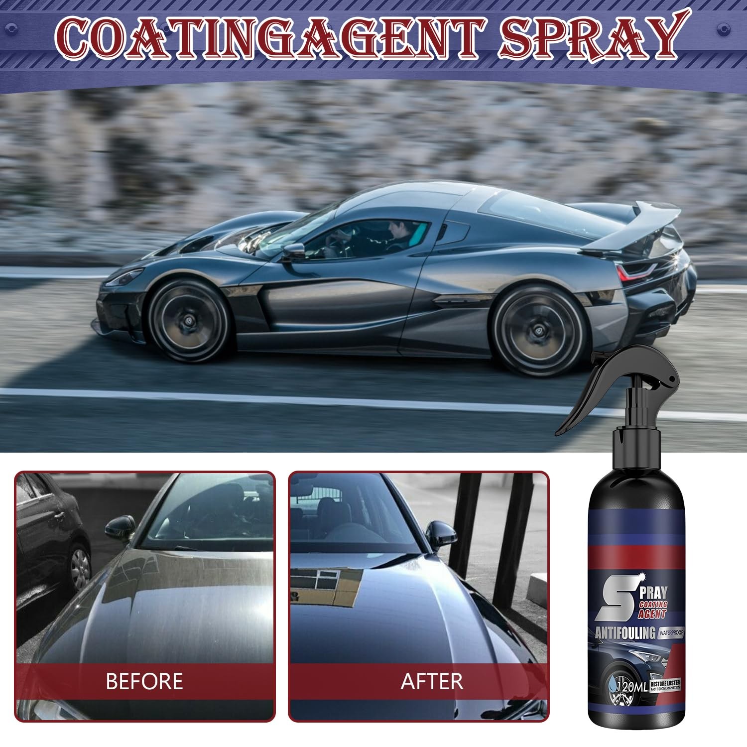 Rayhong Multi-Functional Coating Renewal Agent, 3 in 1 Ceramic Car Coating Sp…