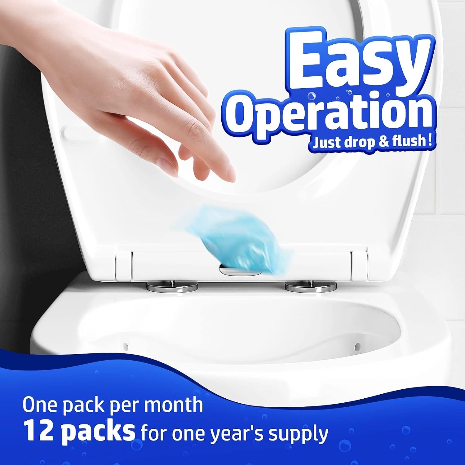 Septic Tank Treatment 12 Pcs for 1 Year Supply Dissolvable Packs Easy Operation.
