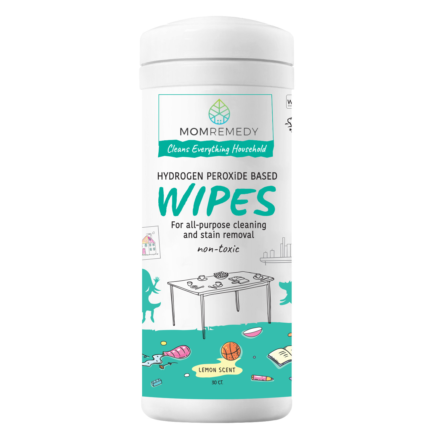 2-Pack MomRemedy Eco-Friendly and Non-Toxic Hydrogen Peroxide Wipes for All-purp