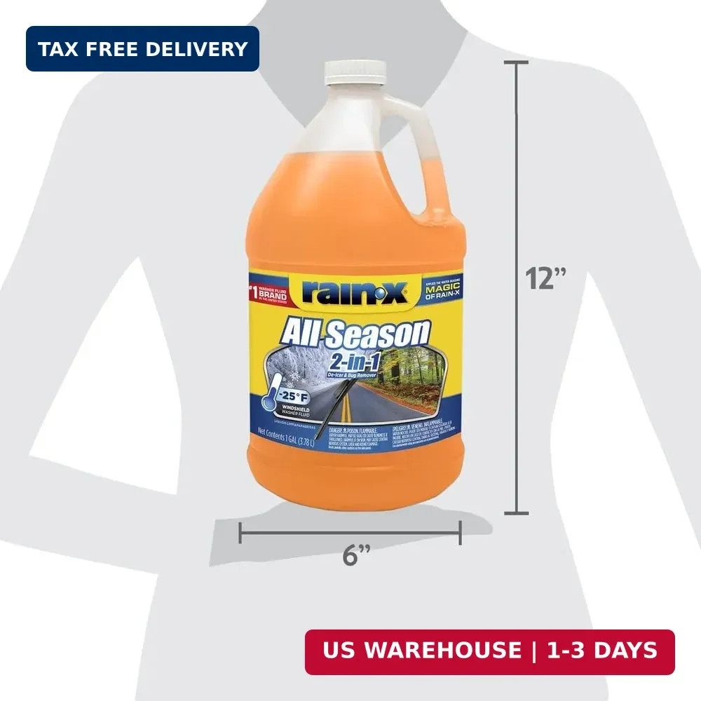 Rain-X All Season -25°F 2-in-1 De-Icer & Bug Remover Windshield Washer Fluid – 1