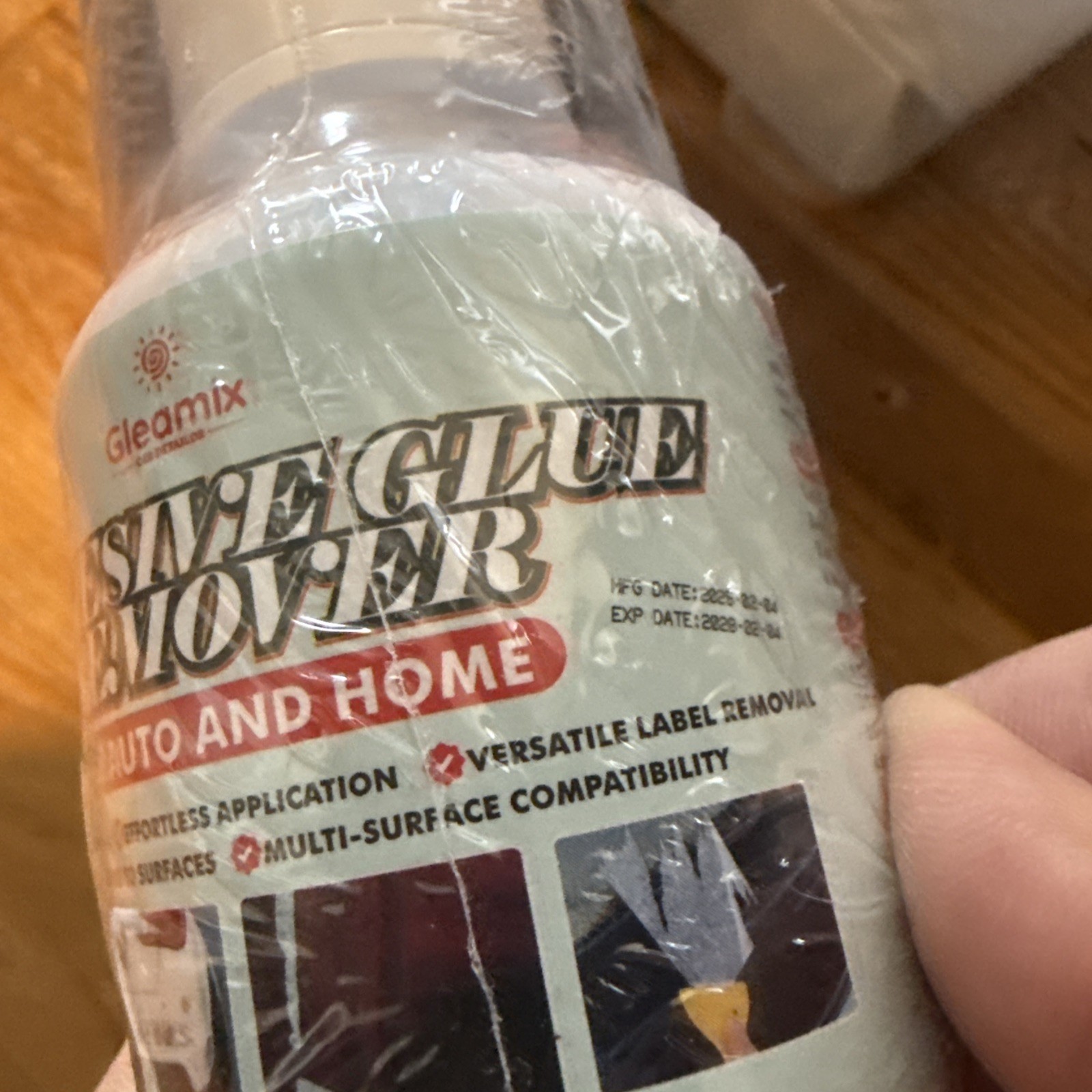 Gleamix Adhesive Remover~4.0 fl oz Sticker Remover Spray w/ Scraper & Towel~NIP