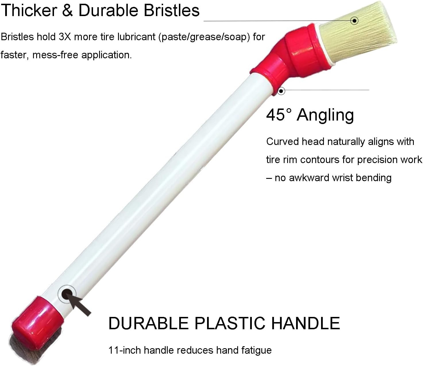 Tire Lube Brush Applicator Swab (4-Pack),11″ Plastic Handle and 45° Angled Desig