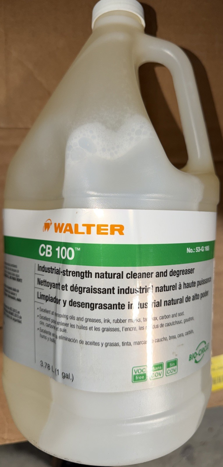 Walter Surface Technologies 53G165 Cb 100 Cleaner/Degreaser, 1 Gal Jug, Ready