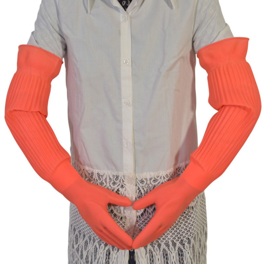 Washing Gloves in Red Latex for Kitchen Use with Durable Heat Resistant Design