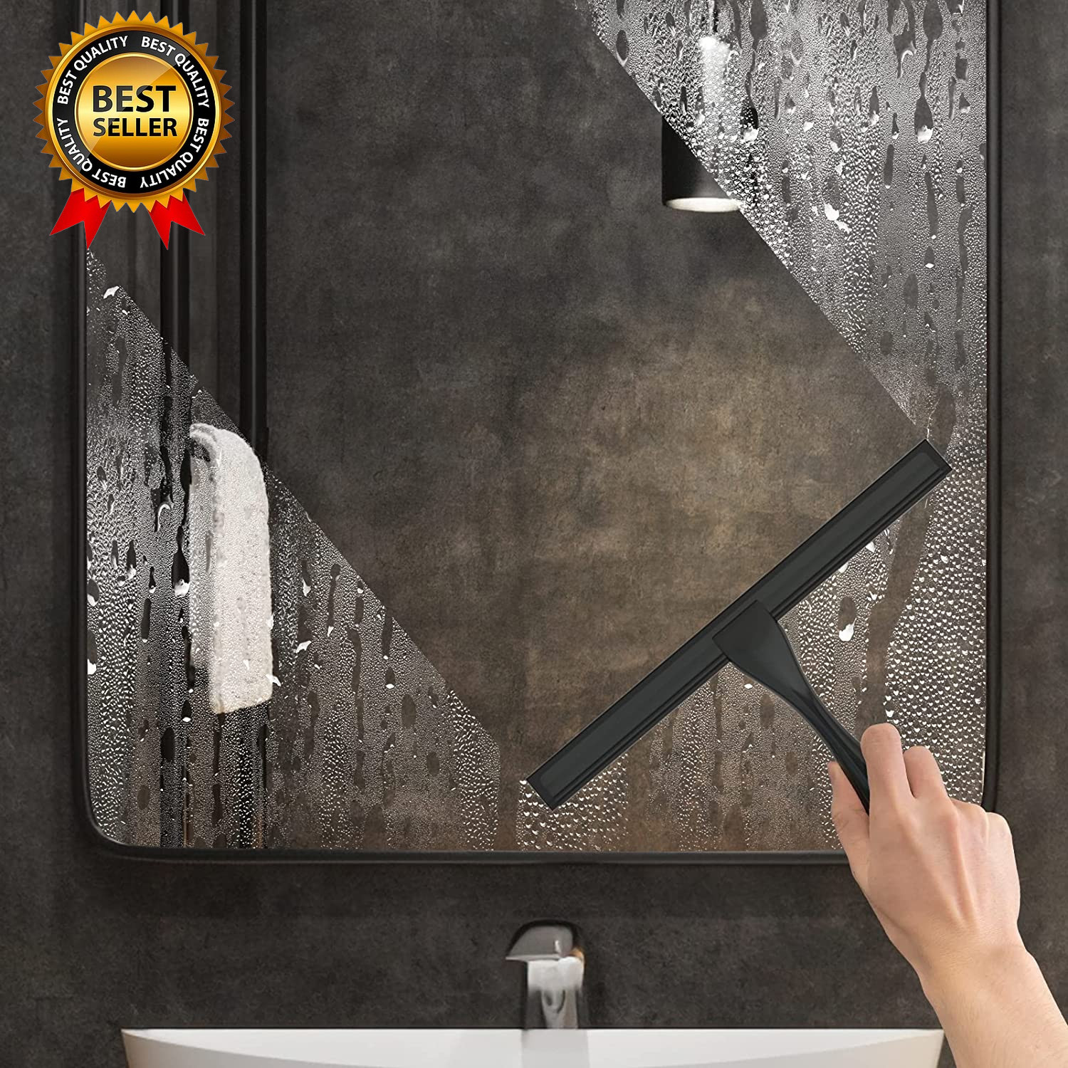 All-Purpose Stainless Steel Shower Squeegee for Shower Glass Door with Adhesive