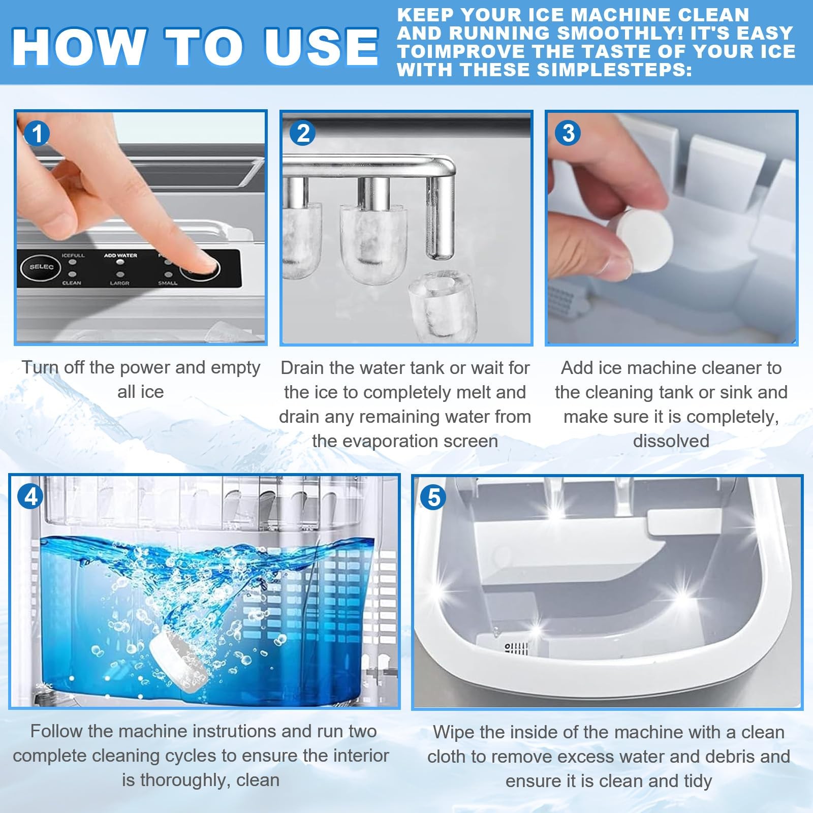 Ice Machine Cleaner and Descaler Tablets, 24/36 Clean Tablets Compatible with…