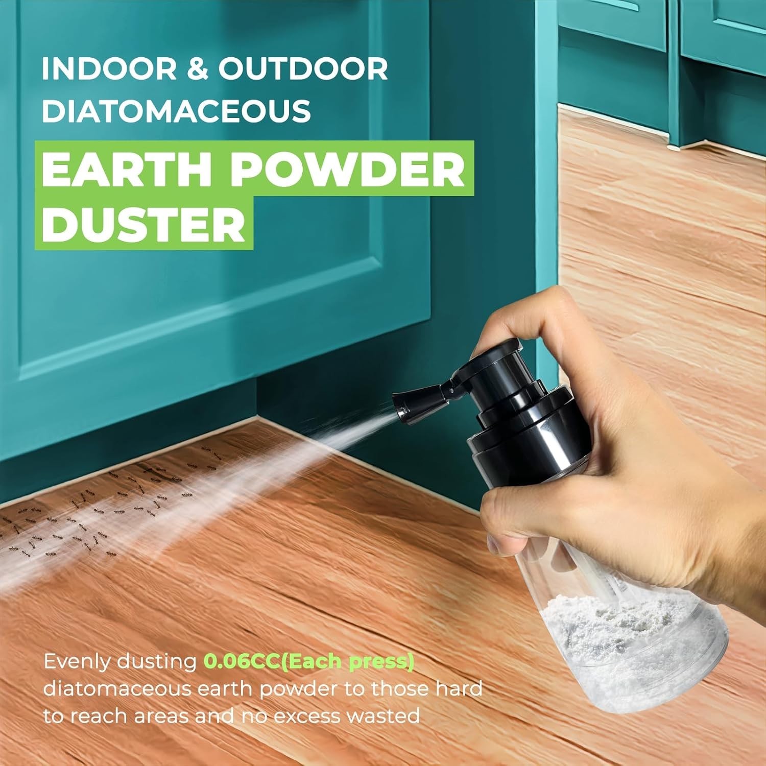 High-Performance 6oz Diatomaceous Earth Powder Duster with Transparent Design