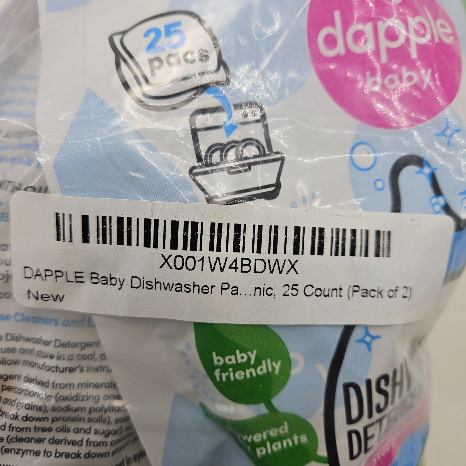 Dapple Baby Dishwasher Pacs, Hypoallergenic Dishwasher Pods 50 count (25 x 2)