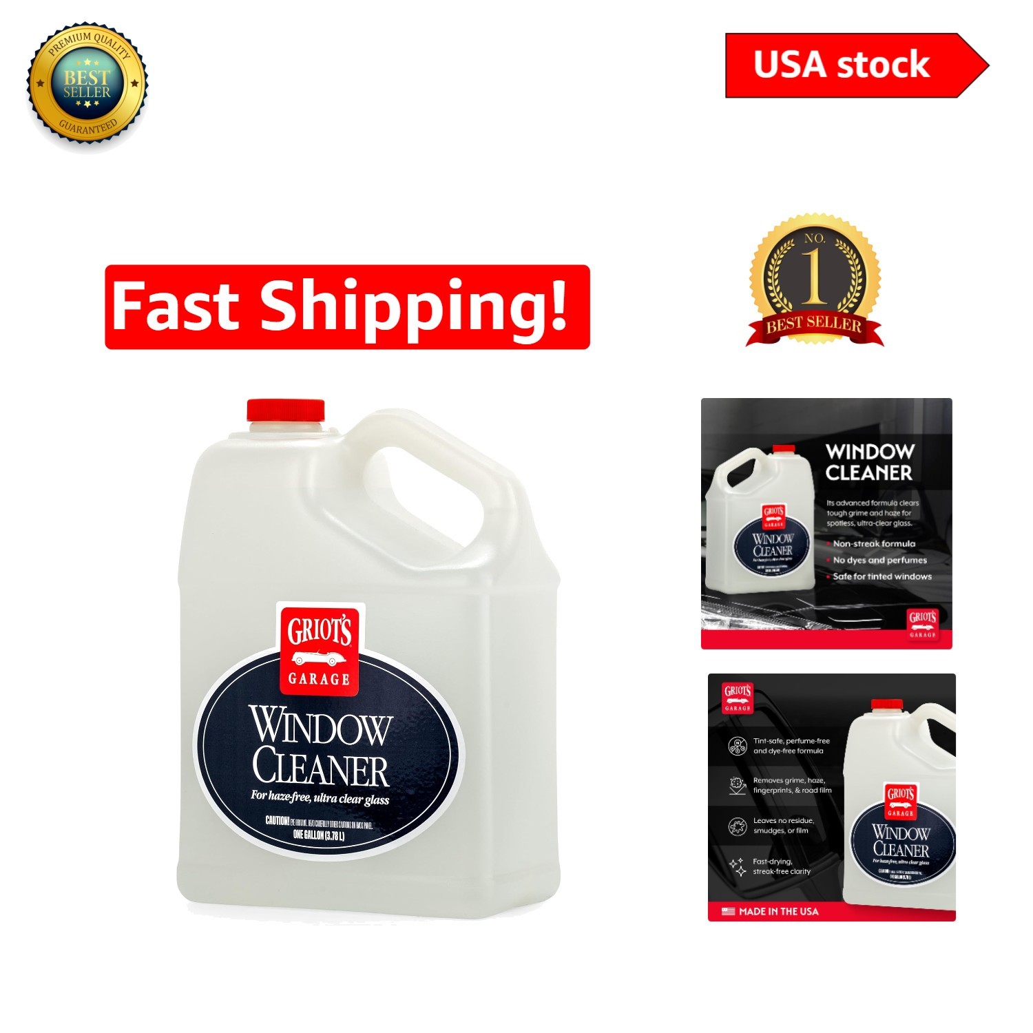 Car Window Cleaner Spray – Safe for Tinted Glass, One Gallon, Streak-Free