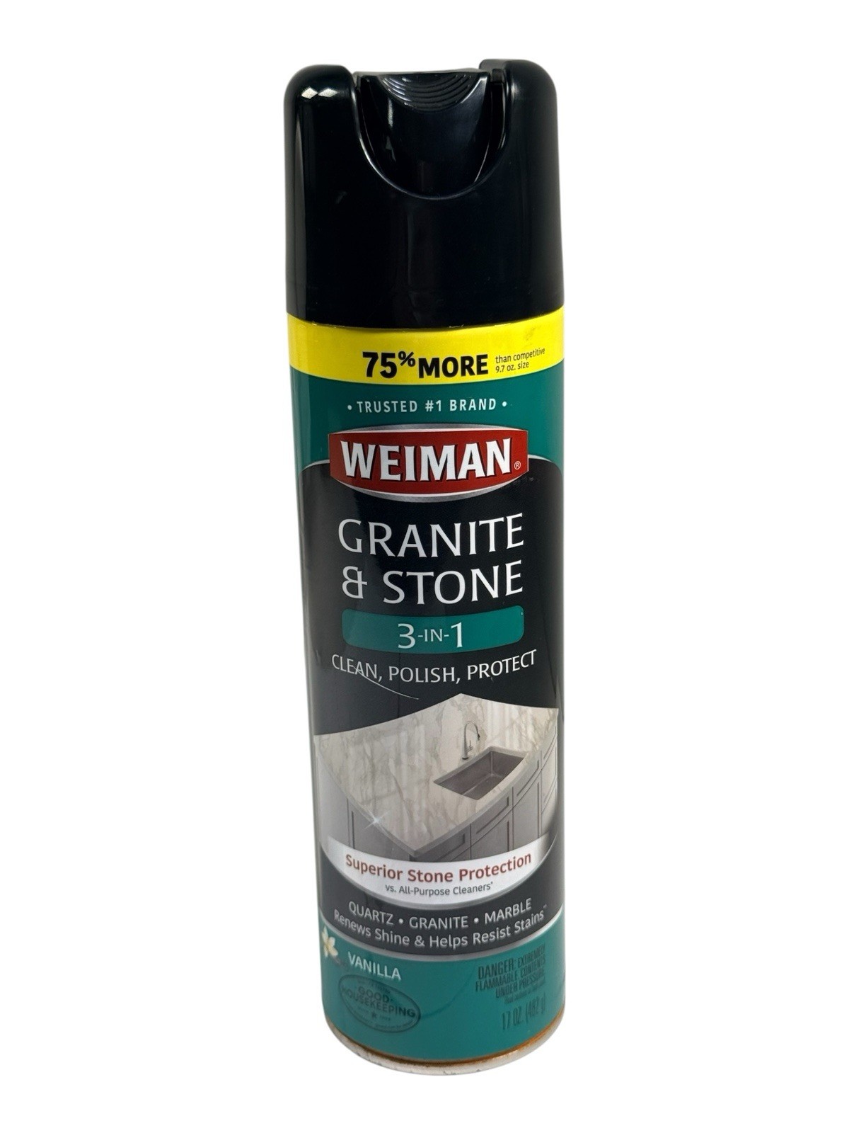 Rare Weidman Granite & Stone 3-in-1 Clean Polish Protect Vanilla Aerosol 17 oz