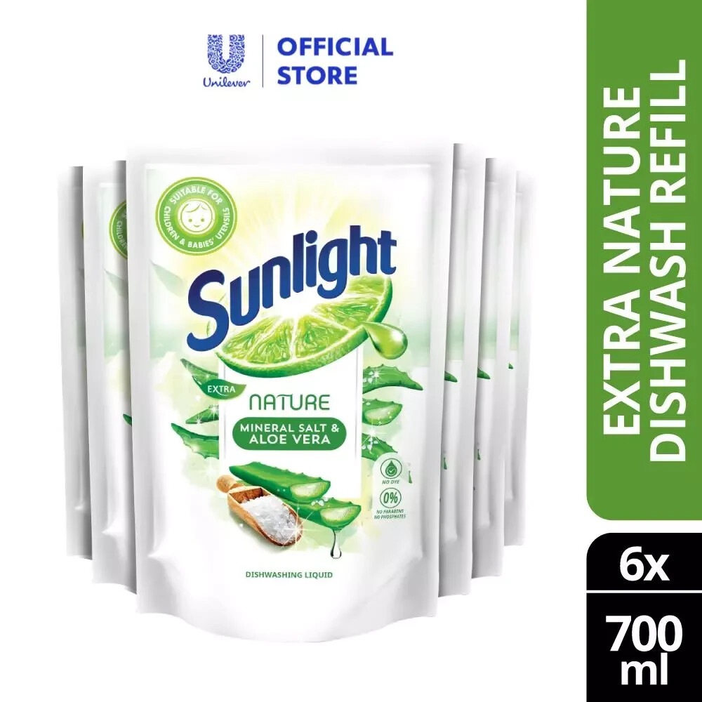 Sunlight Dishwash Nature Aloe Vera & Mineral Salts 700ml x 6 Packs – 1 Carton