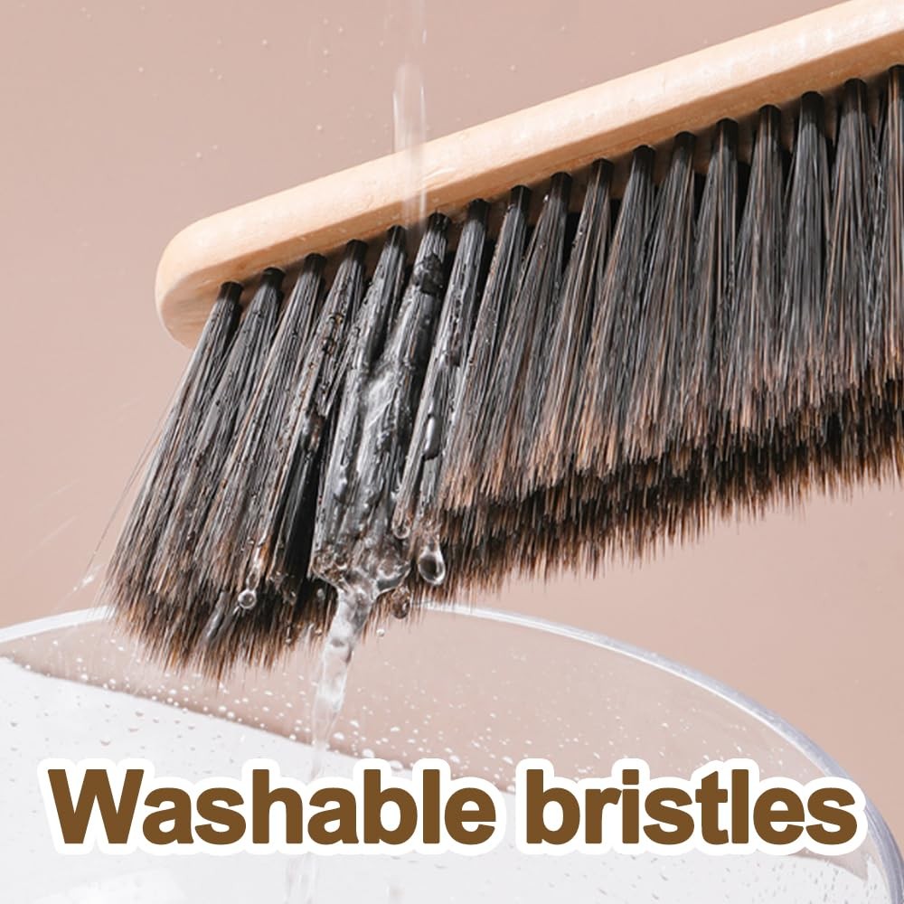 2 Pieces Wooden Dust Brush Hand Broom, Bench Brushes with Bristles, Handle Ha…