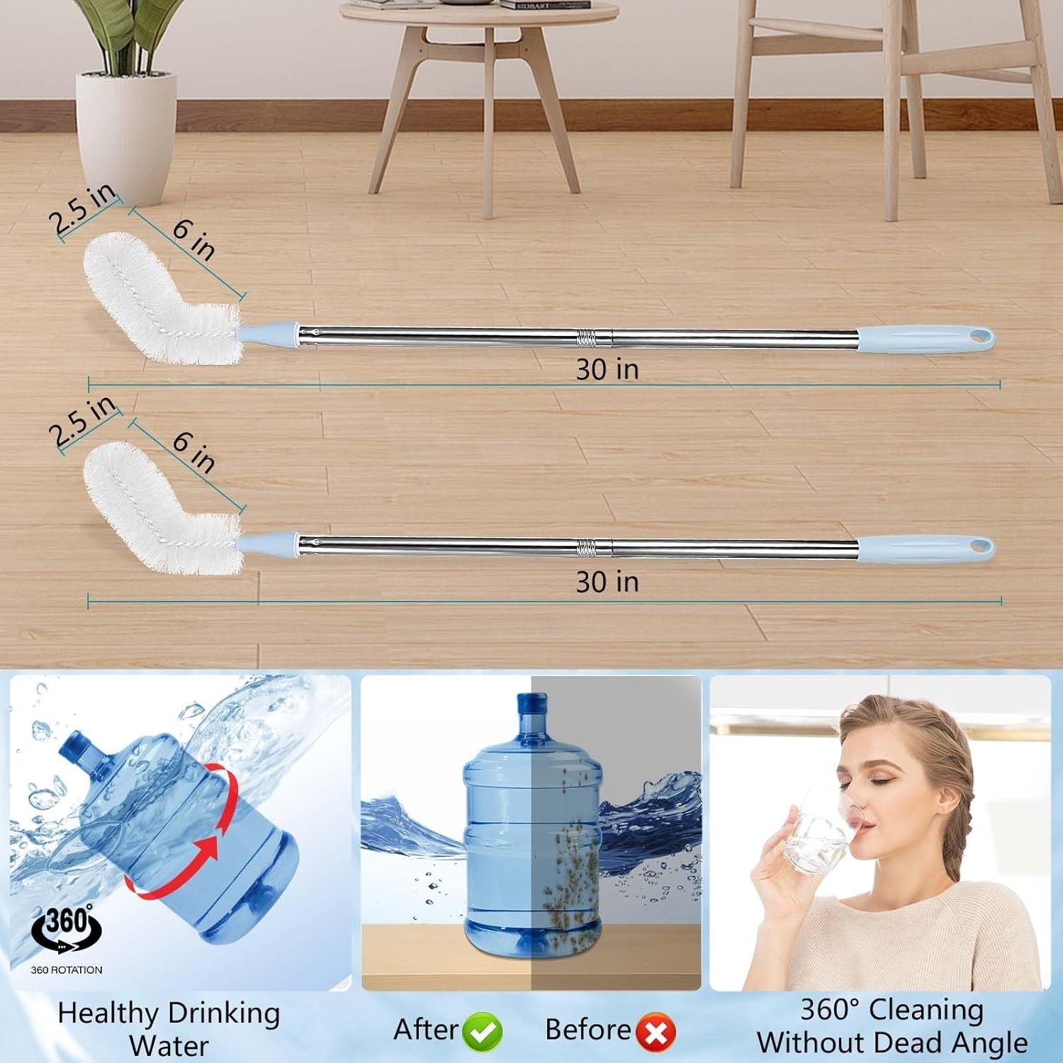 5 Gallon Bottle Brush – 5 Gallon Water Jug Brush Cleaner | 28″ Long 3 & 5 Gallon