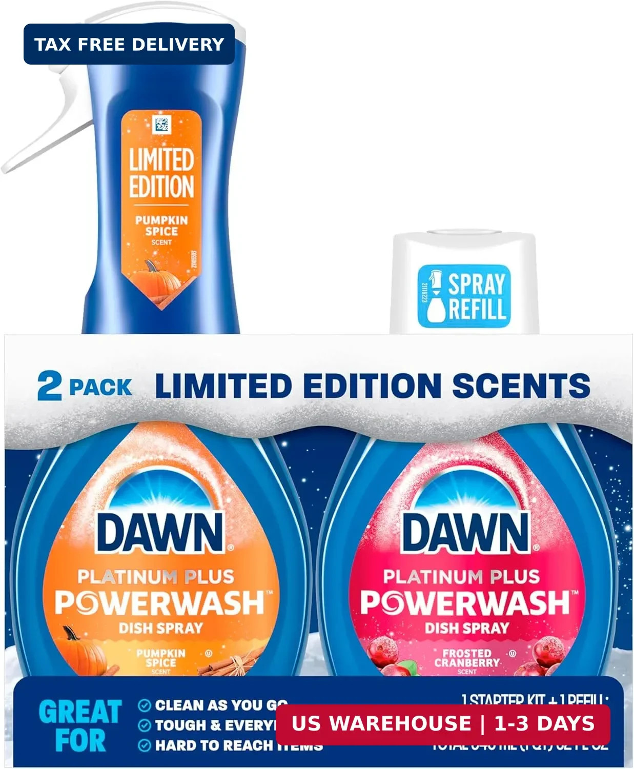 Dawn Powerwash Spray, Dish Soap, Dishwashing Liquid, Pumpkin Spice + Frosted Cra