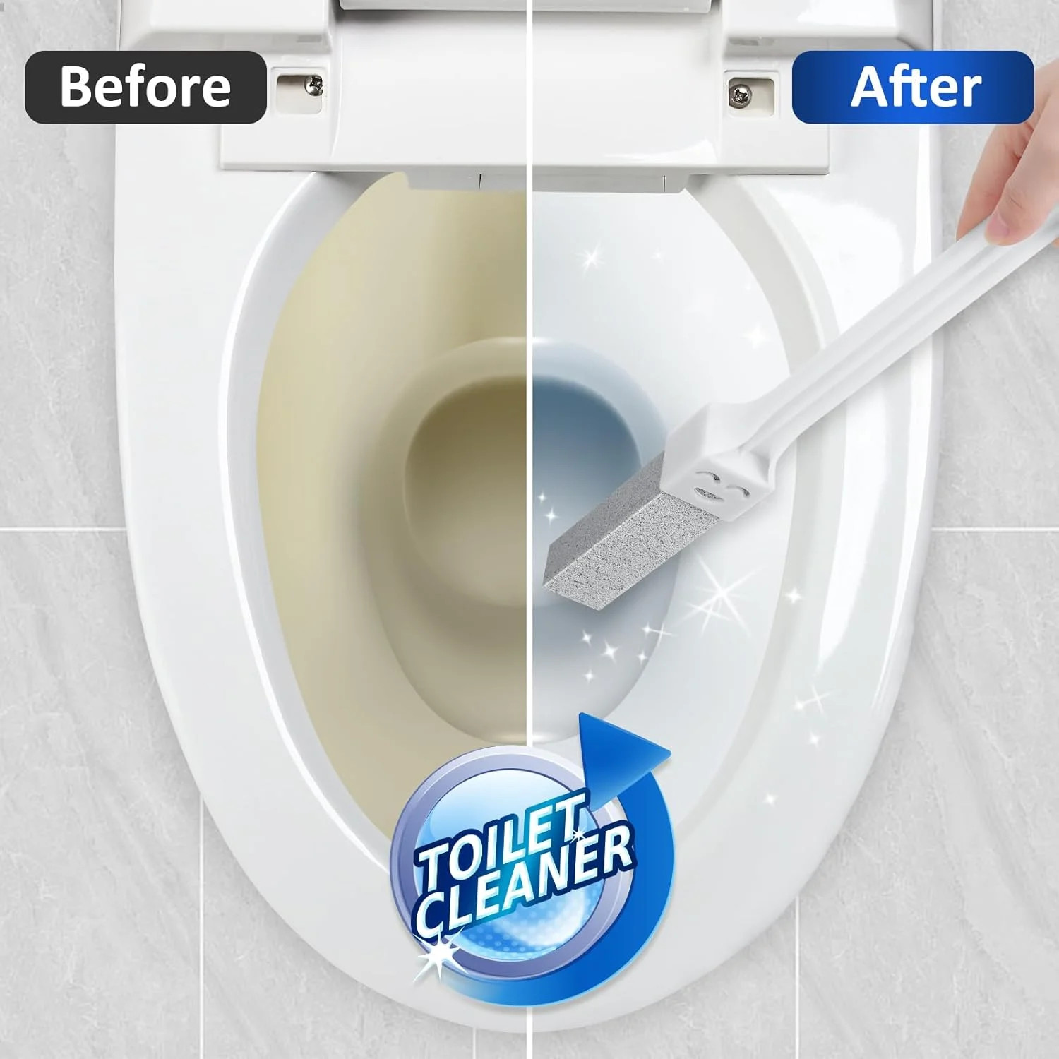 10 Pack Pumice Stone Toilet Bowl Cleaner with 2 Extra Long Handle, Scouring Stic