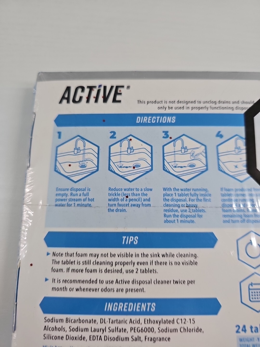 Active Garbage Disposal Cleaner Tablets 24 CT Septic Safe Sink Deodorizer NEW