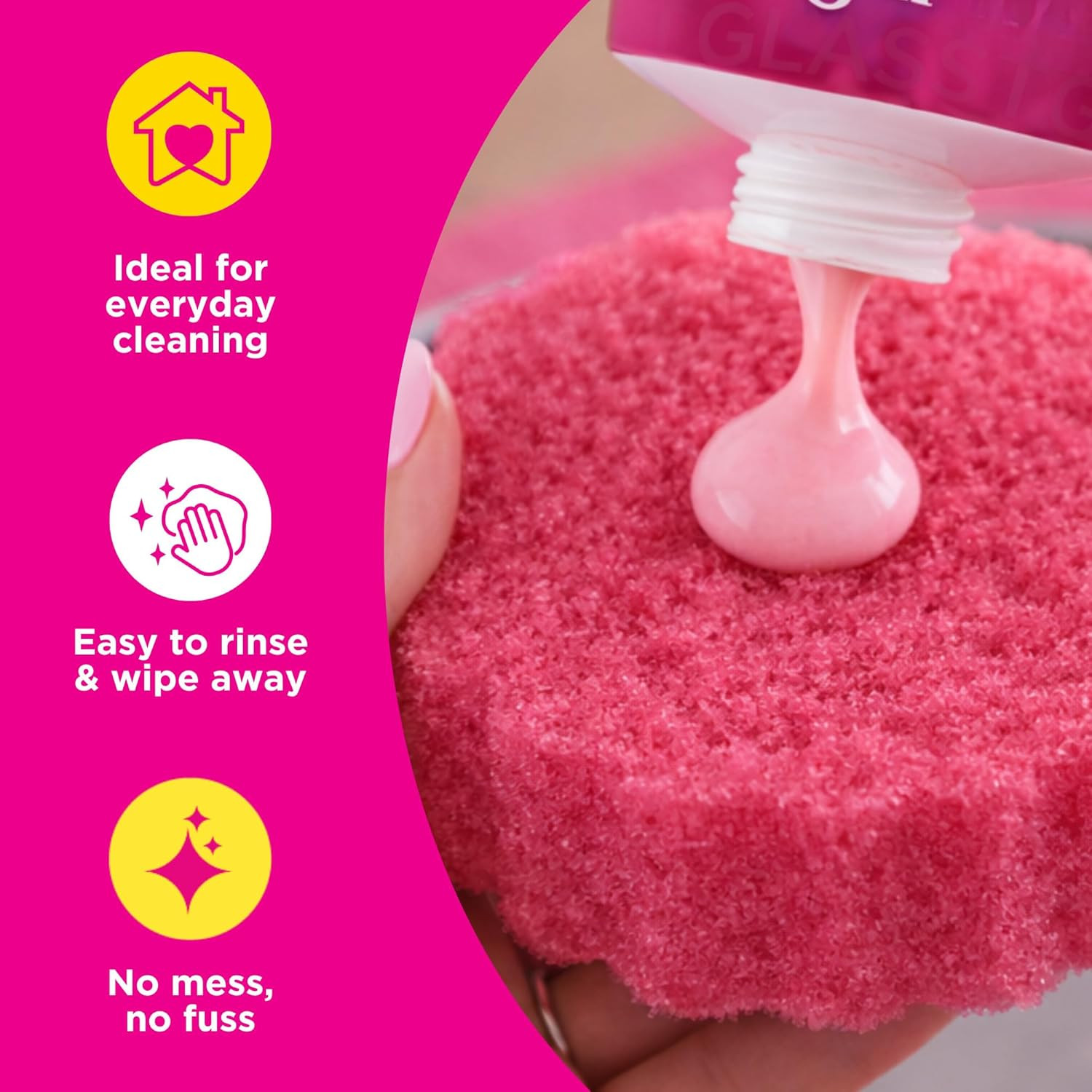 The Pink Stuff Squeezable Cleaning Paste 300G with Sqeezy Scrubber Sponge | Powe