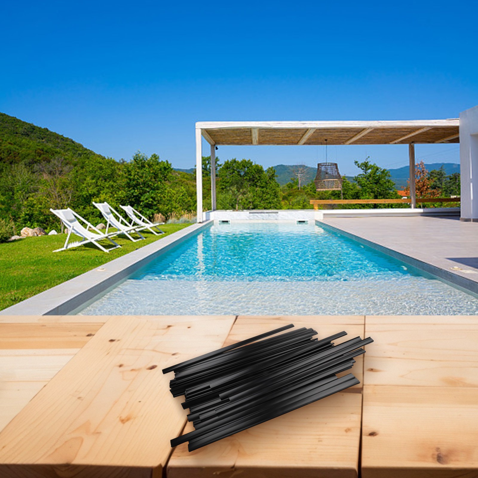 24 Inch Flat Coping Strips for Above Ground Pools For Overlap Liner Fit