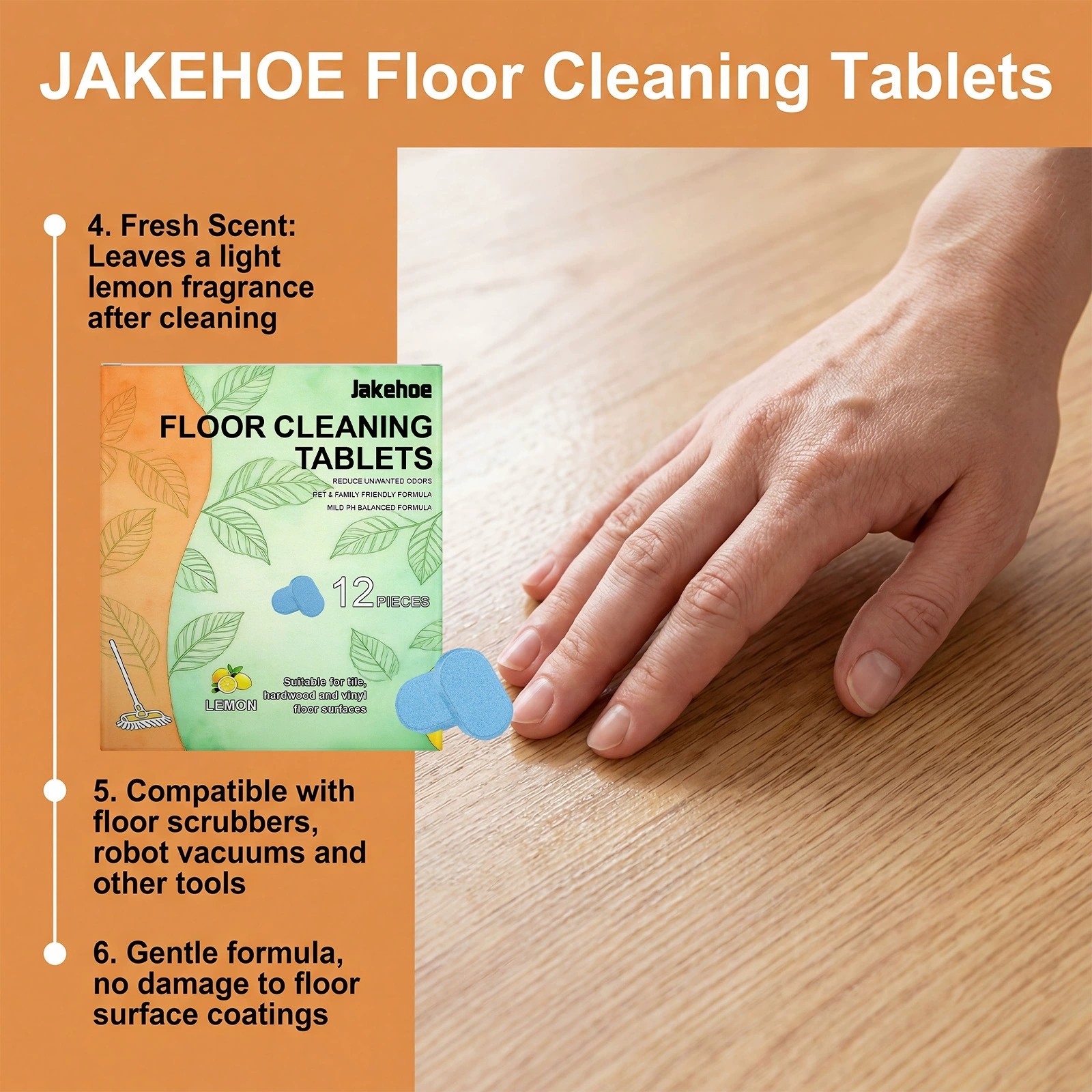 12PCS Floor Cleaning Tablets Dissolvable Floor Cleaner Tablets for Hard Floors