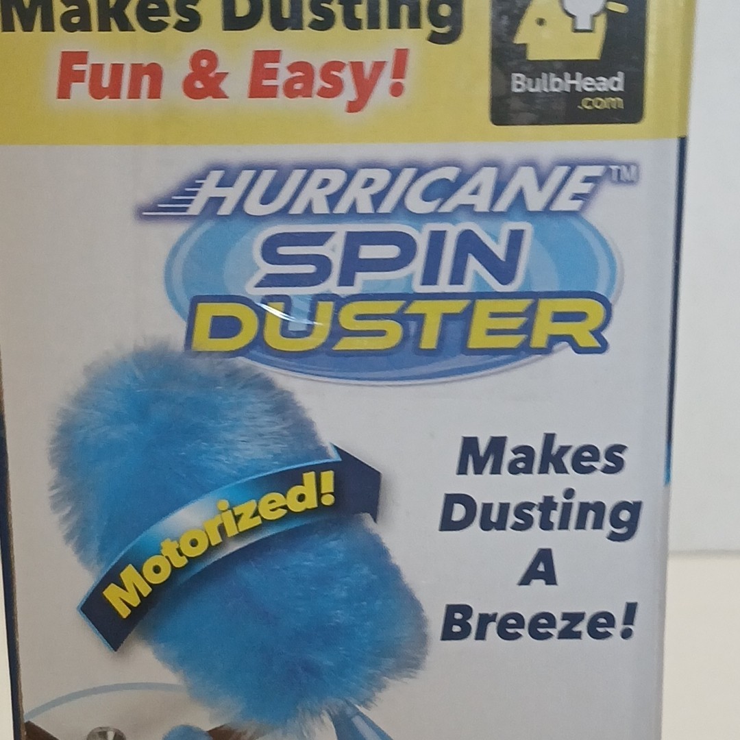 Hurricane Spin Duster Motorized Dust Wand w/3ft Extension For Ceiling Fans NIB