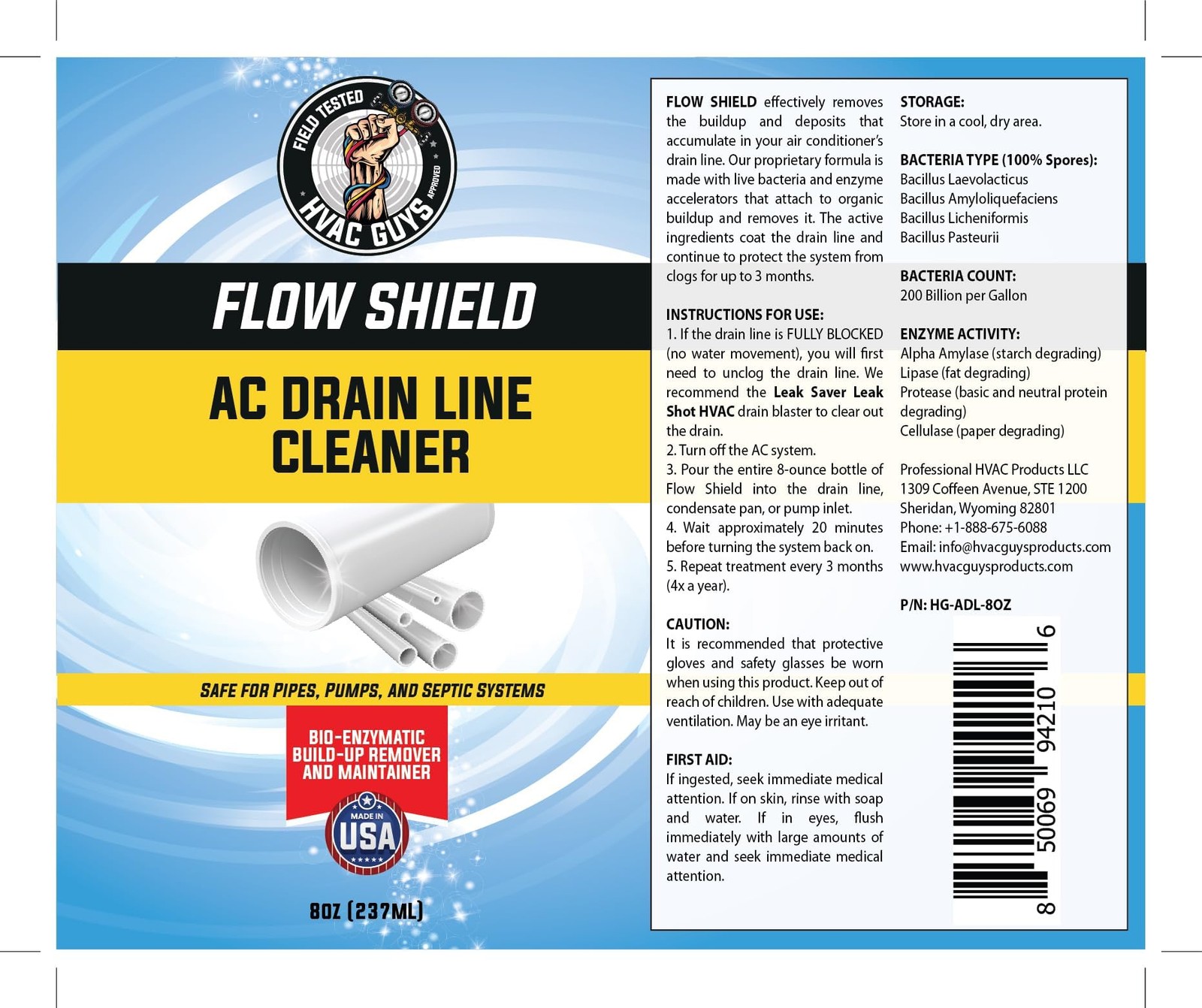 AC Drain Line Cleaner 8oz Bio-Enzymatic Formula Prevent Buildup Overflow Up 3
