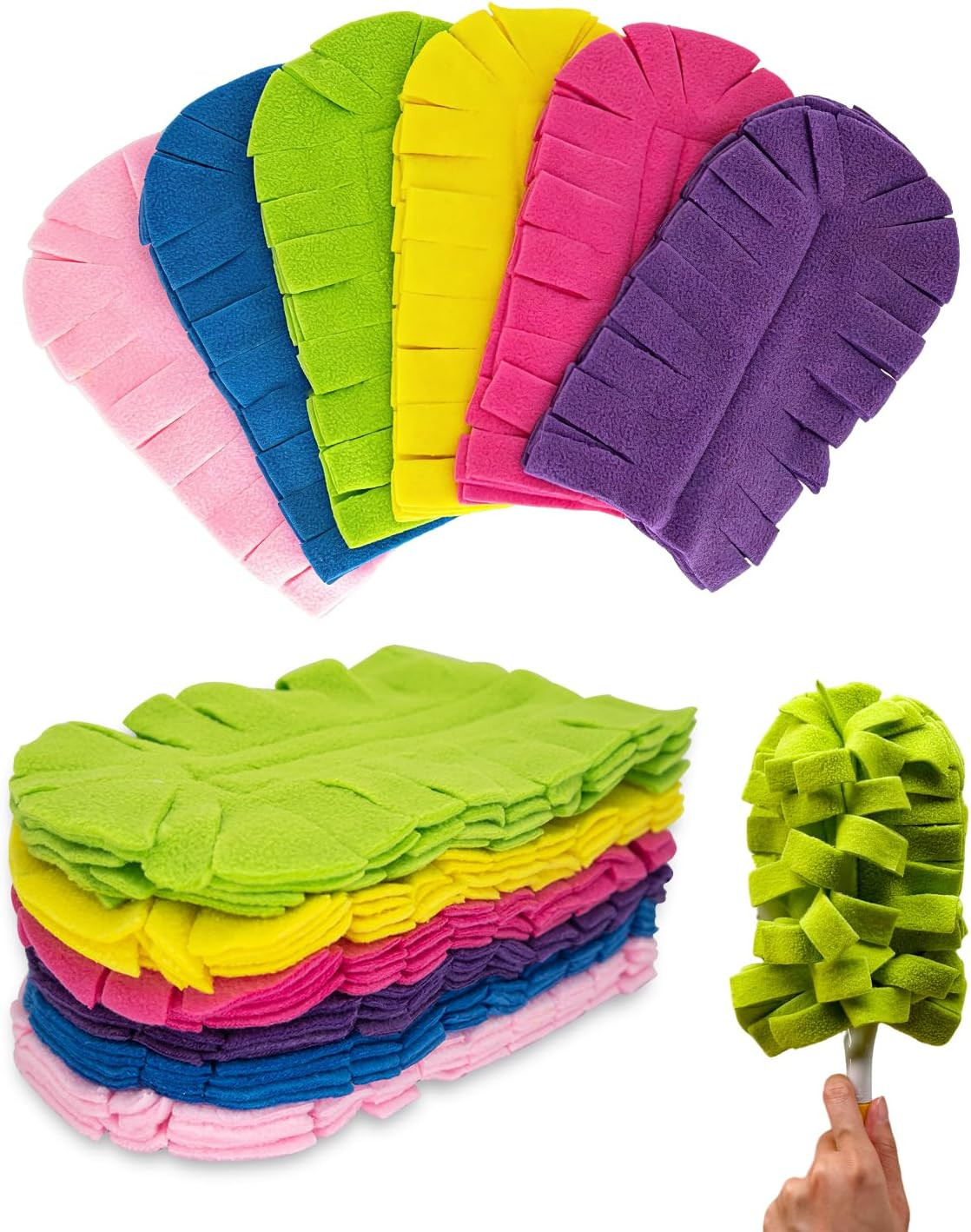 6 PCS Reusable Duster Refills Compatible with Swiffer Duster | Washable Fleece