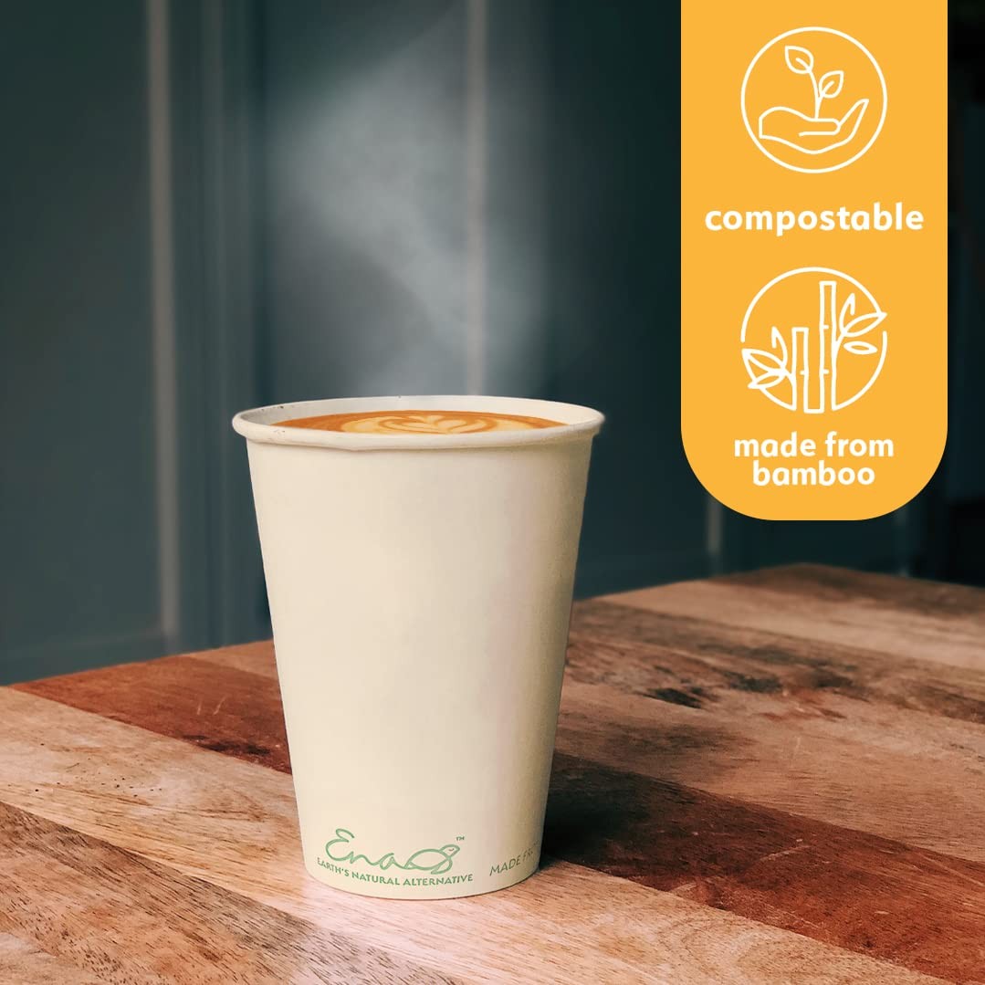 100% Compostable Disposable Coffee Cups [12oz 320 Pack] Paper Cups Made from