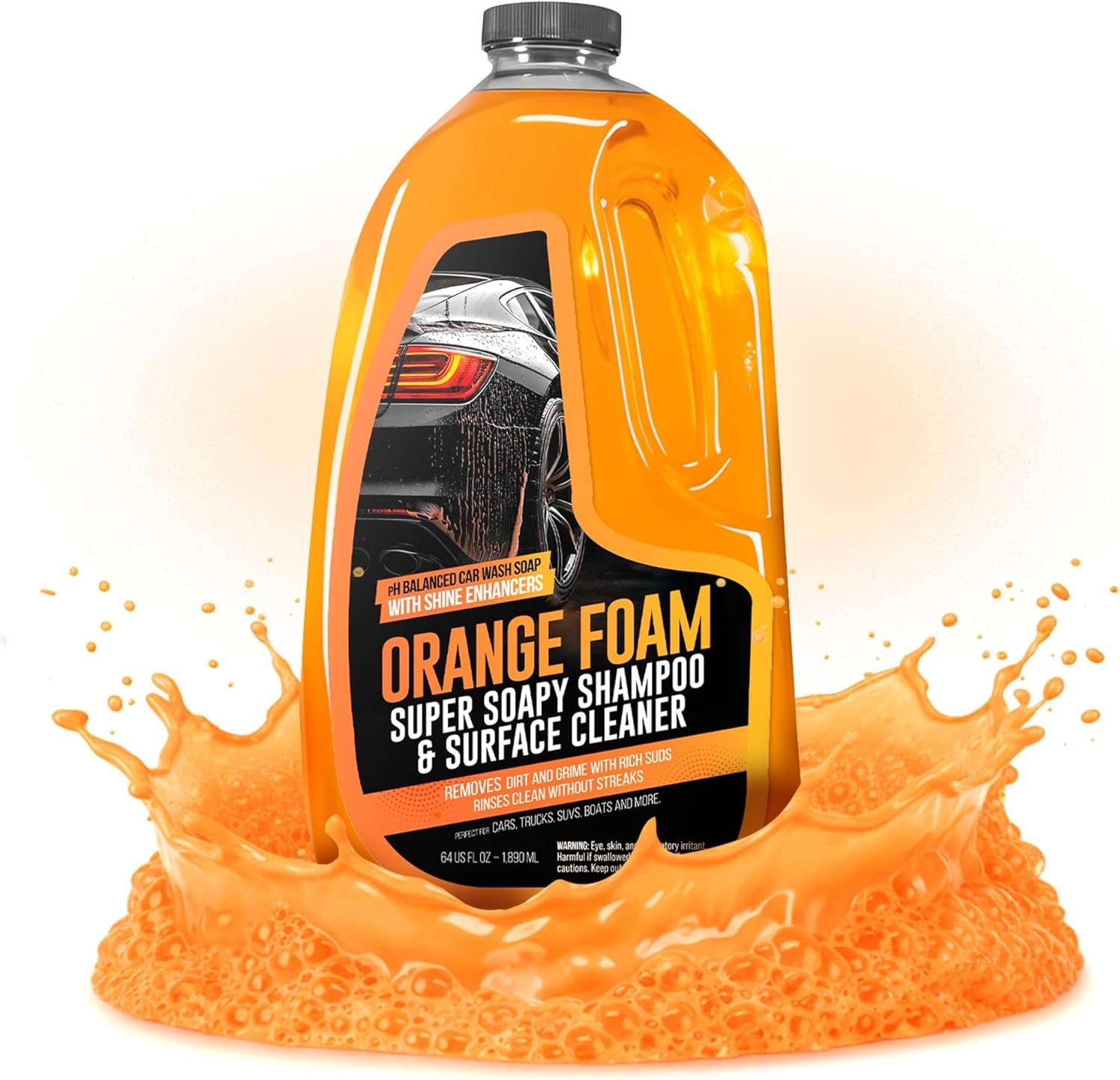 Orange Foam Car Wash Soap – pH Balanced Super Soapy Shampoo & Surface Cleaner…