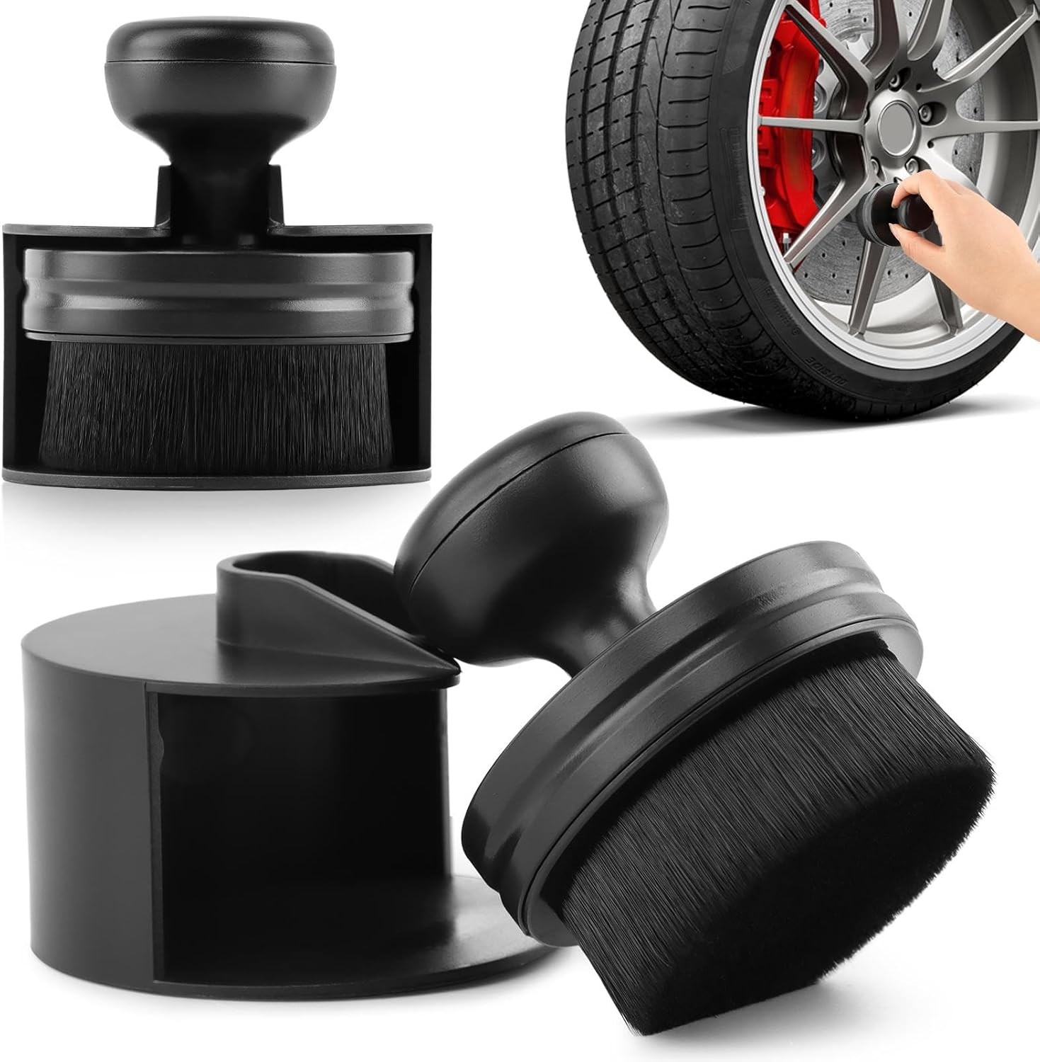 2 Pack Auto Detail Brushes, Tire Shine Applicator Brush, Automotive Tire Dressin