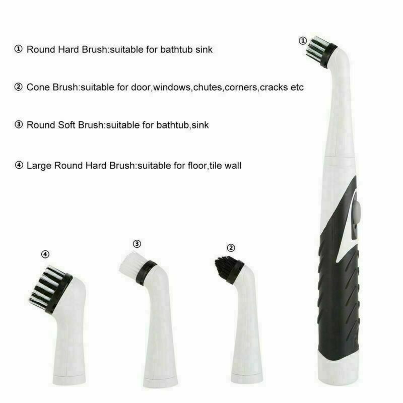 Multifunction Electric Sonic Scrubber Super Cleaning Brush 4 Brush Heads