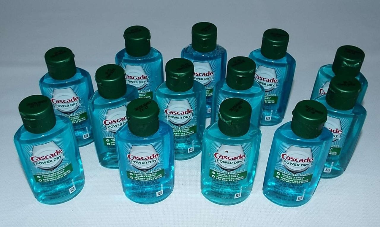 NEW 13 Cascade Power Dry Dishwasher Rinse Aid 2 fl oz Each Shines Dries Shields