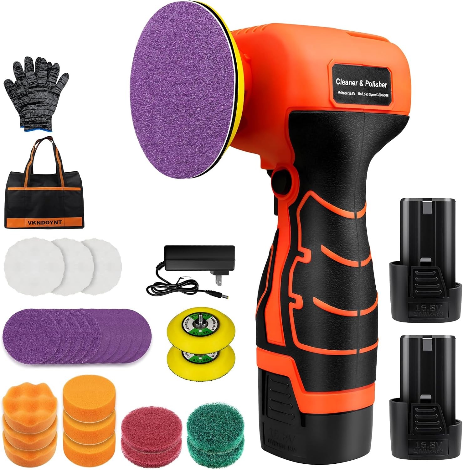 Cordless Sander, 3″ Palm Sander with 2Pcs 16.8V 3.0Ah Batteries, 3500RPM Mini