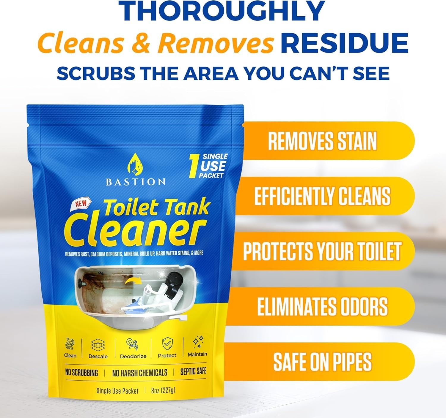 Eco-Friendly Toilet Tank Cleaner – Single Use 8oz Packet for Easy Maintenance
