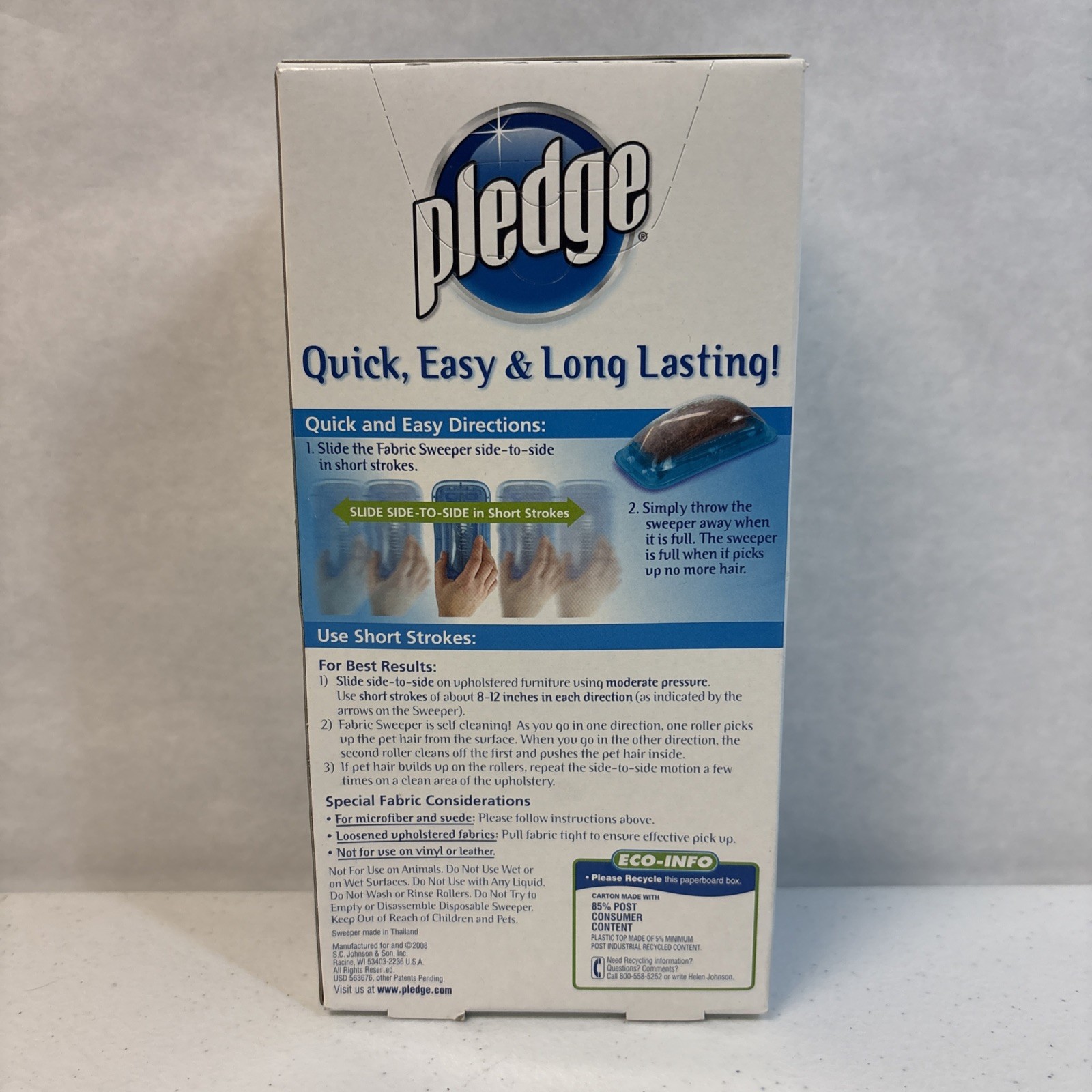 Pledge Fabric Sweeper For Pet Hair Roller Discontinued 2008 New & Sealed