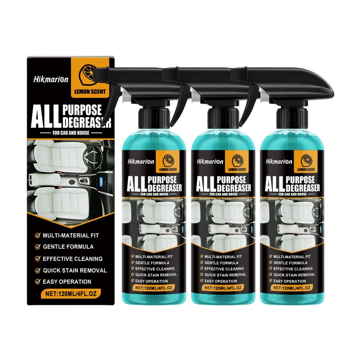 All Purpose Degreaser For Car And House,Lemon Scent Cleaning Spray 120ml US