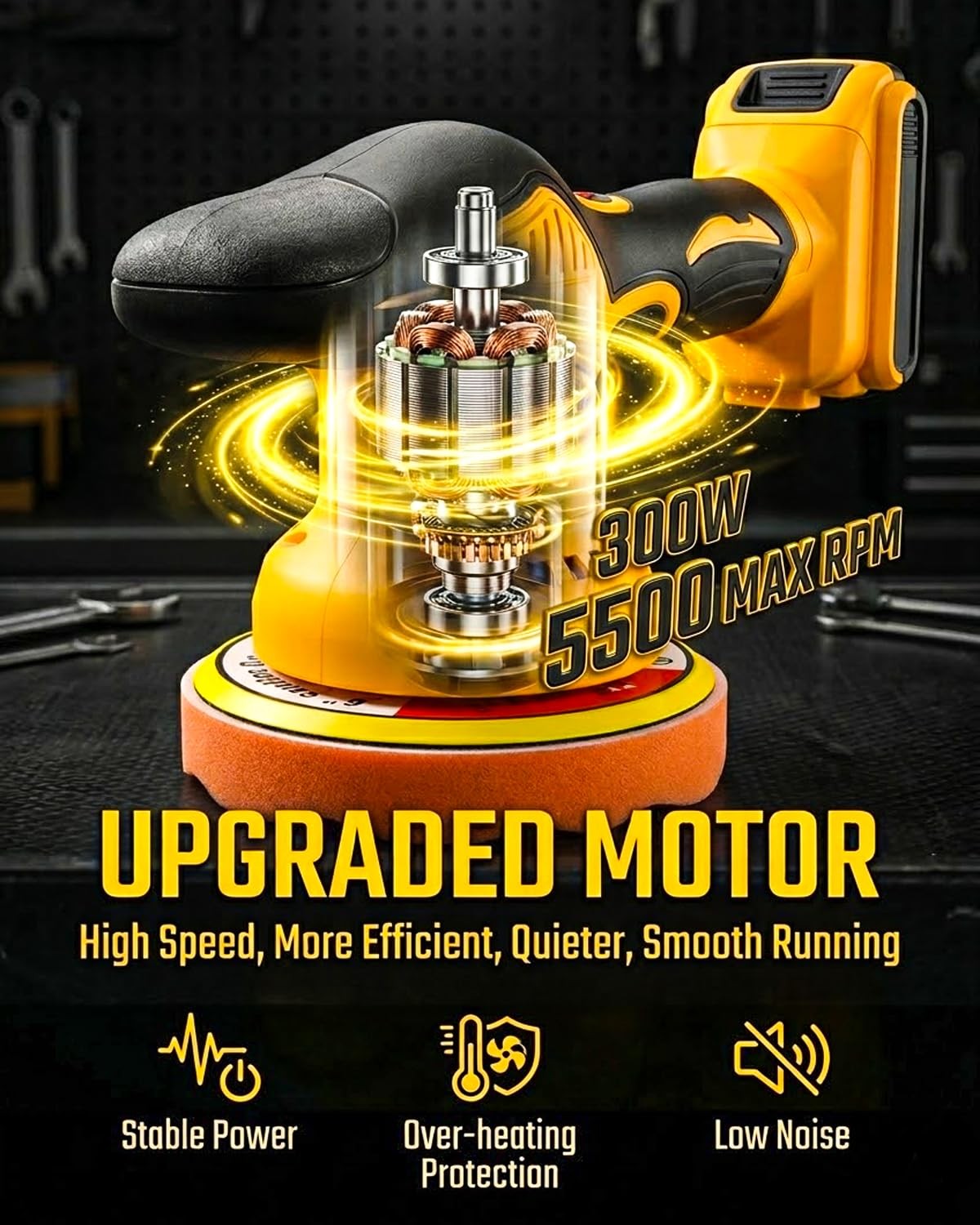 Cordless Buffer Polisher Compatible with Dewalt 20V Battery, 6 Inch Orbital C…