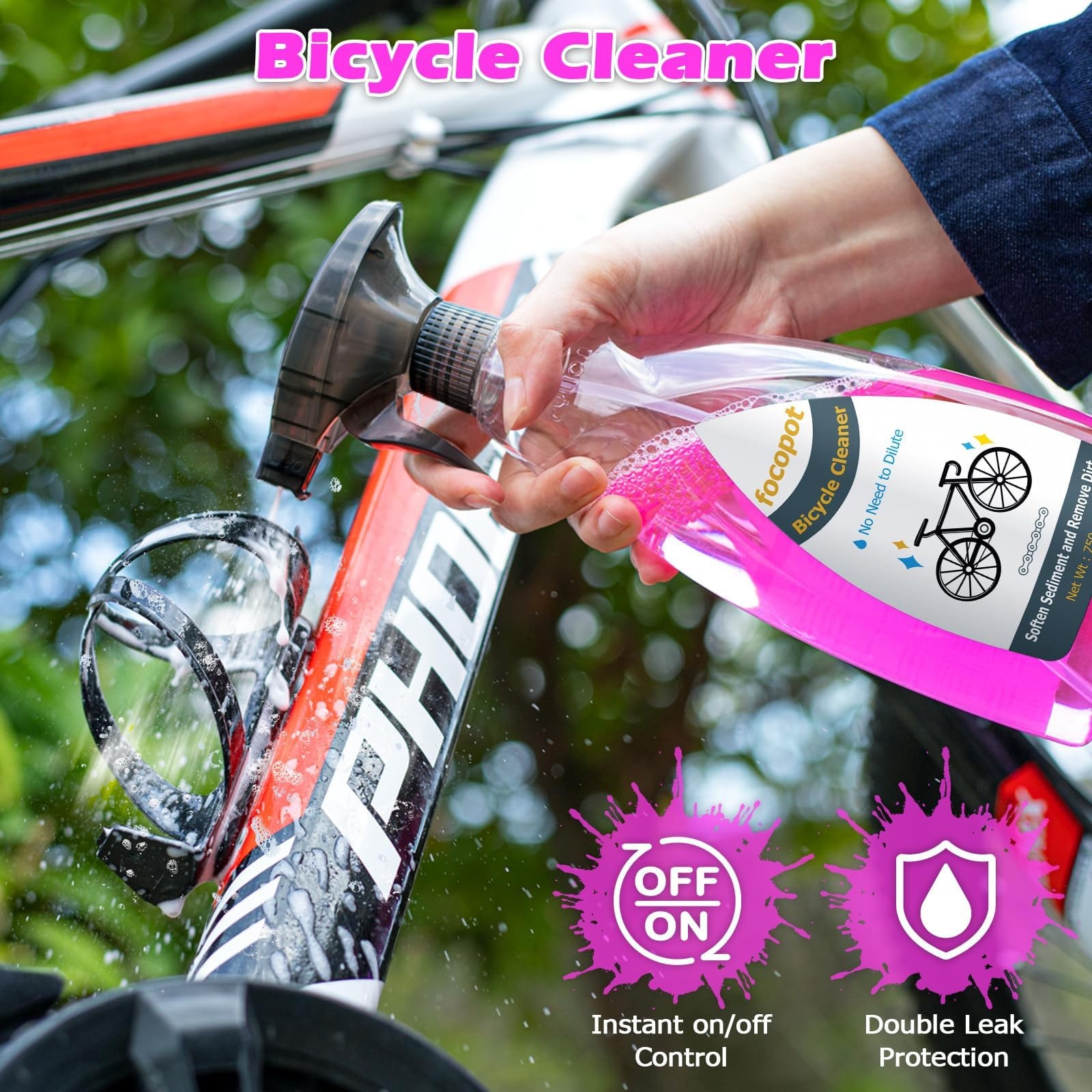 focopot Bike Cleaning Kit with Bicycle Cleaner(25 oz),Degreaser(10 oz),Oil Lu…
