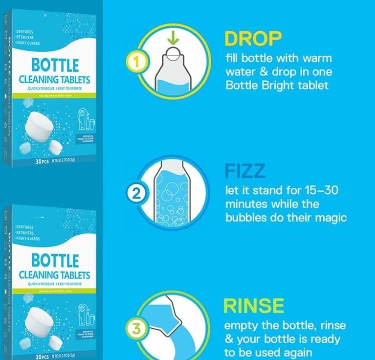 30 Pack Bottle Bright Cleaning Tablets,Water Bottle Cleaner,Removing Limescal…