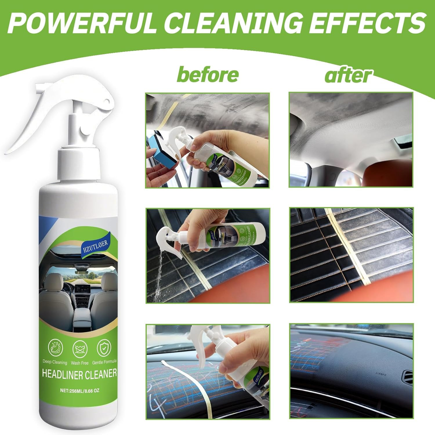 8.66 OZ (256 Ml) Car Ceiling Cleaner,Headliner Cleaner,Multifunctional Car Inter