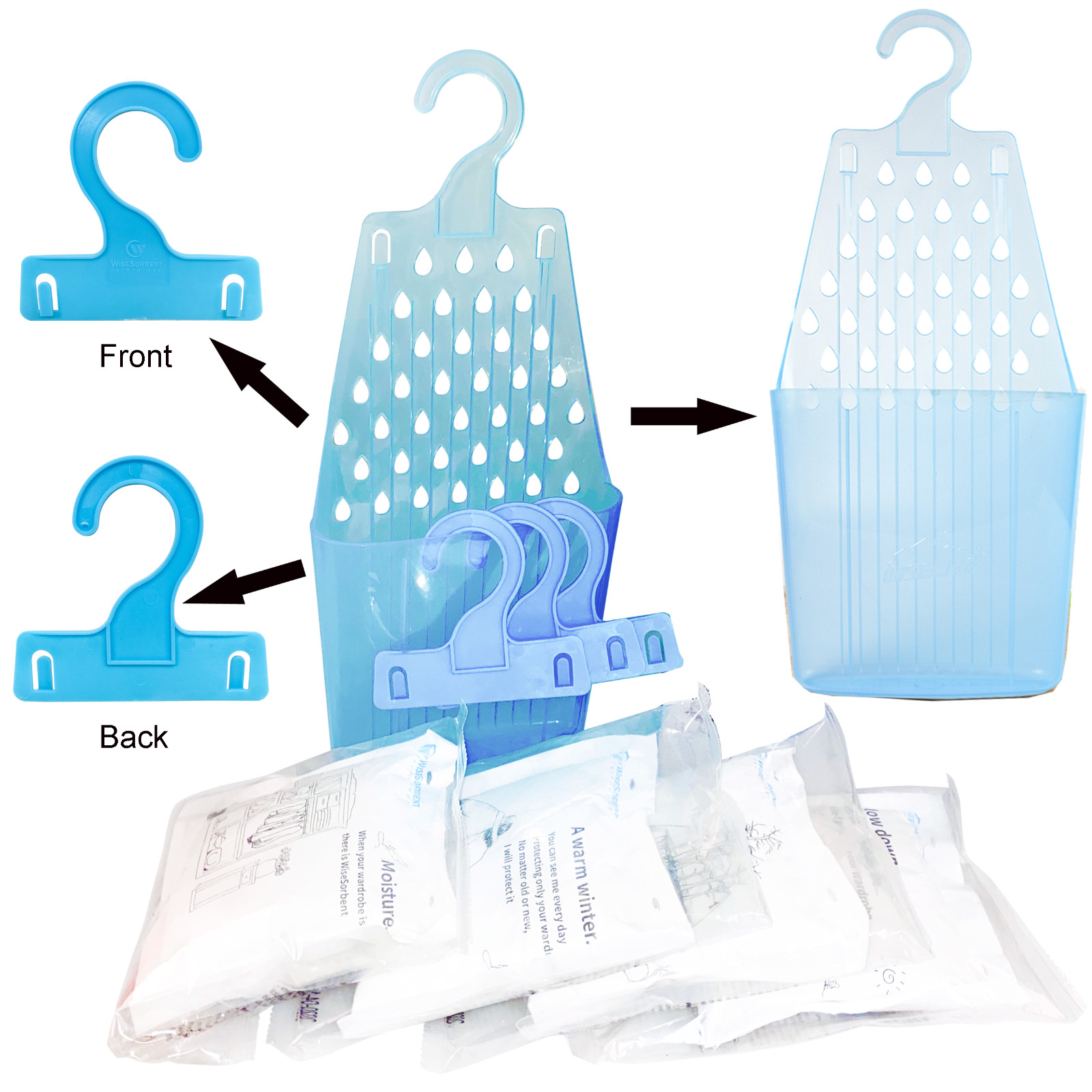 Moisture Absorber Hanging Bags Hanging Closet Dehumidifier Bags-Pack of 20 Pack