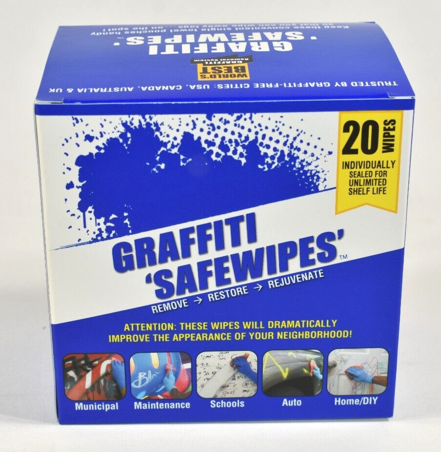 World’s Best Safewipes Graffiti Remover 1 Box Containing 20 Wipes 12″x8″ NEW