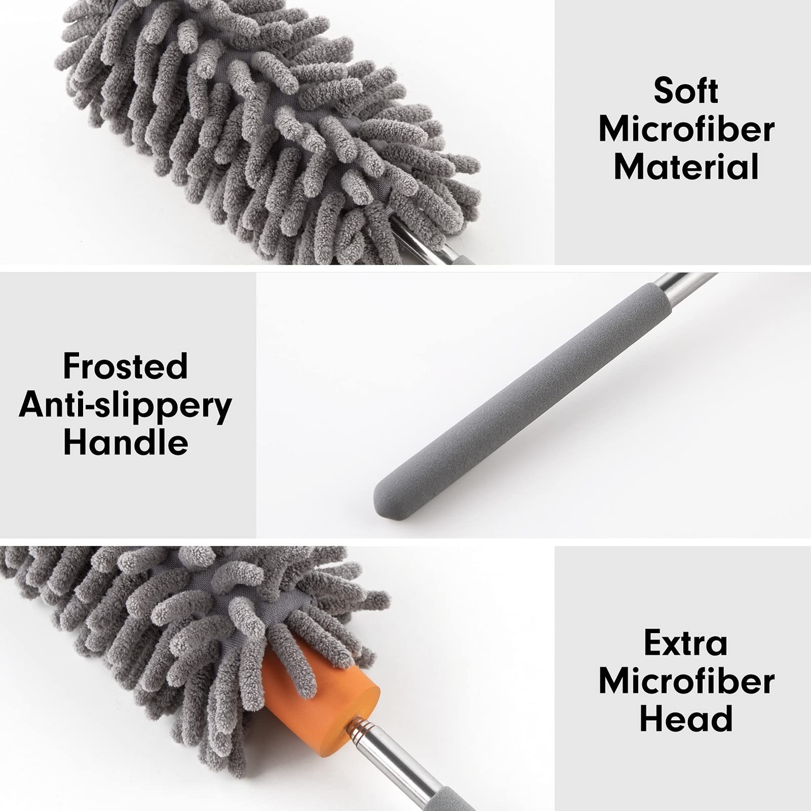 Microfiber Duster For Cleaning Hand Washable Dusters With 2pcs Replaceable Micro