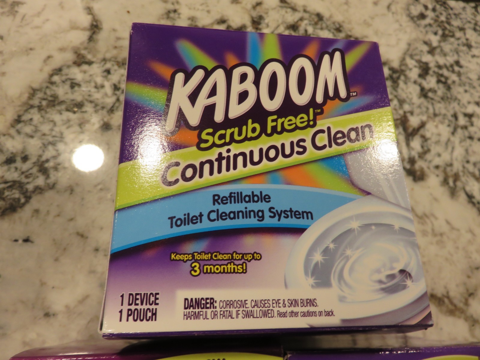 Kaboom Scrub Free! Continuous Toilet Bowl System 1 Device & 5 Pouches Total NEW