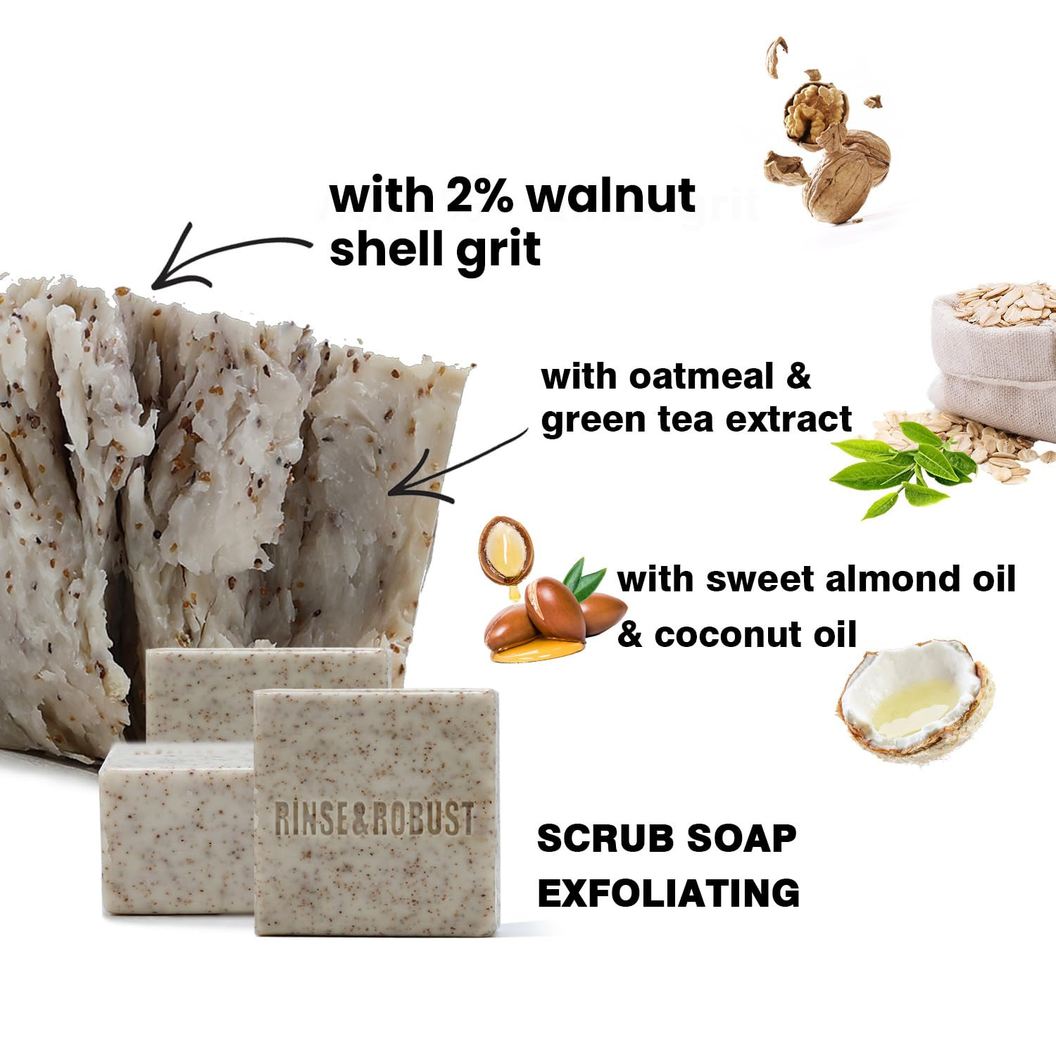 Rinse & Robust Mens Bar Soap Bath Bar Soap 3Pack Handmade Natural Soap Bar Set C