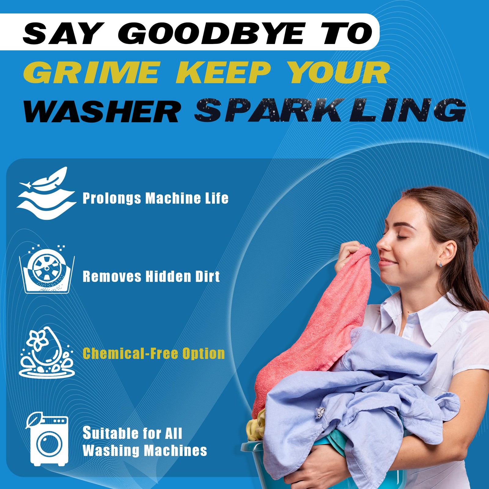 Washing Machine Cleaner Powder, 1Year Supply 24 Packs for Front & Top Load Wa…