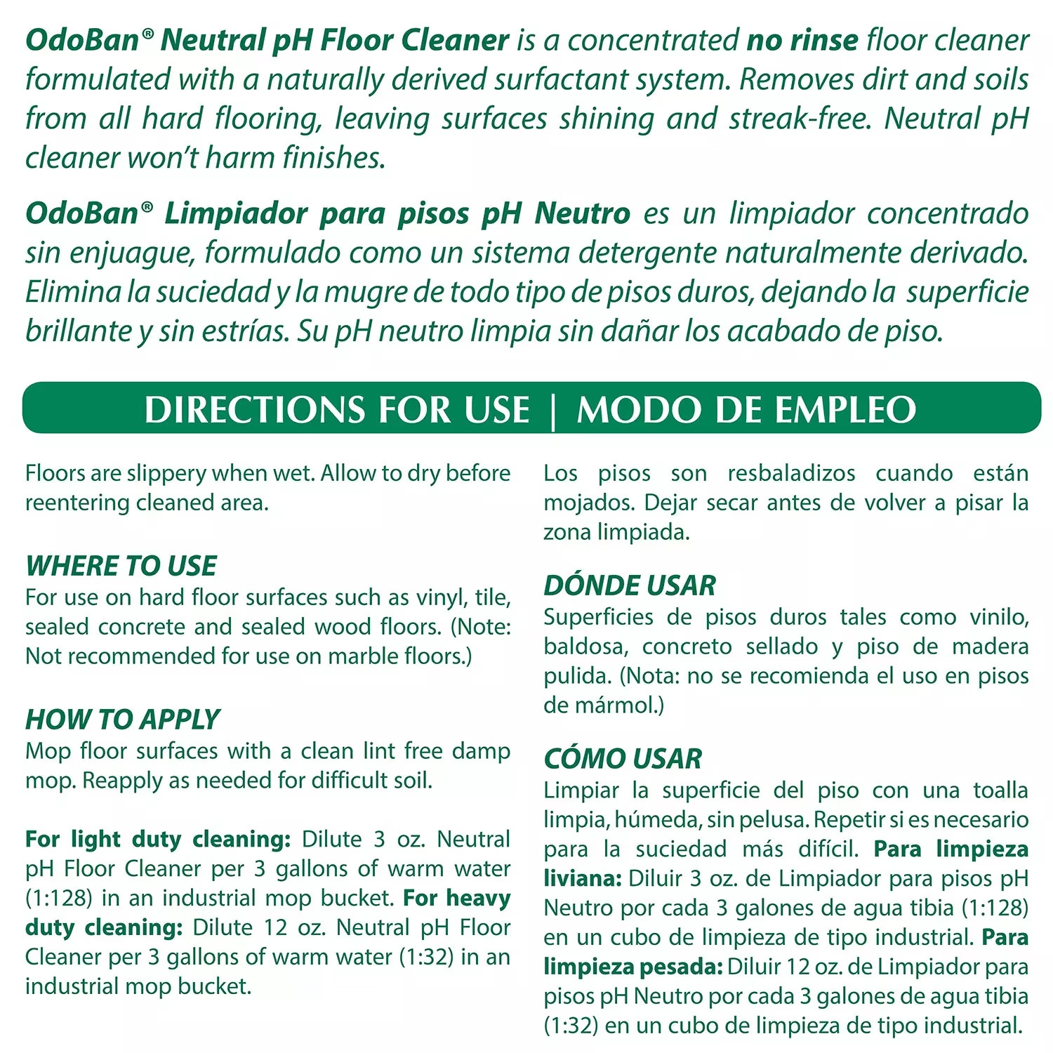 OdoBan 4 Pack Neutral pH Floor Cleaner 1 Gal Each, Safe for Tile
