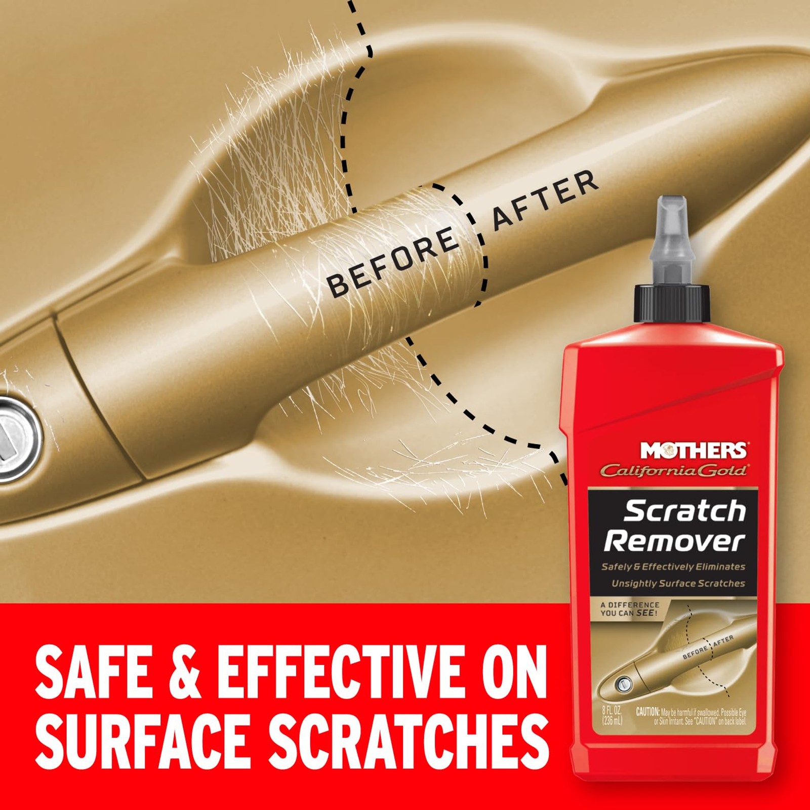 Mothers California Gold Scratch Remover, 8 oz. – Safely & Effectively Eliminates