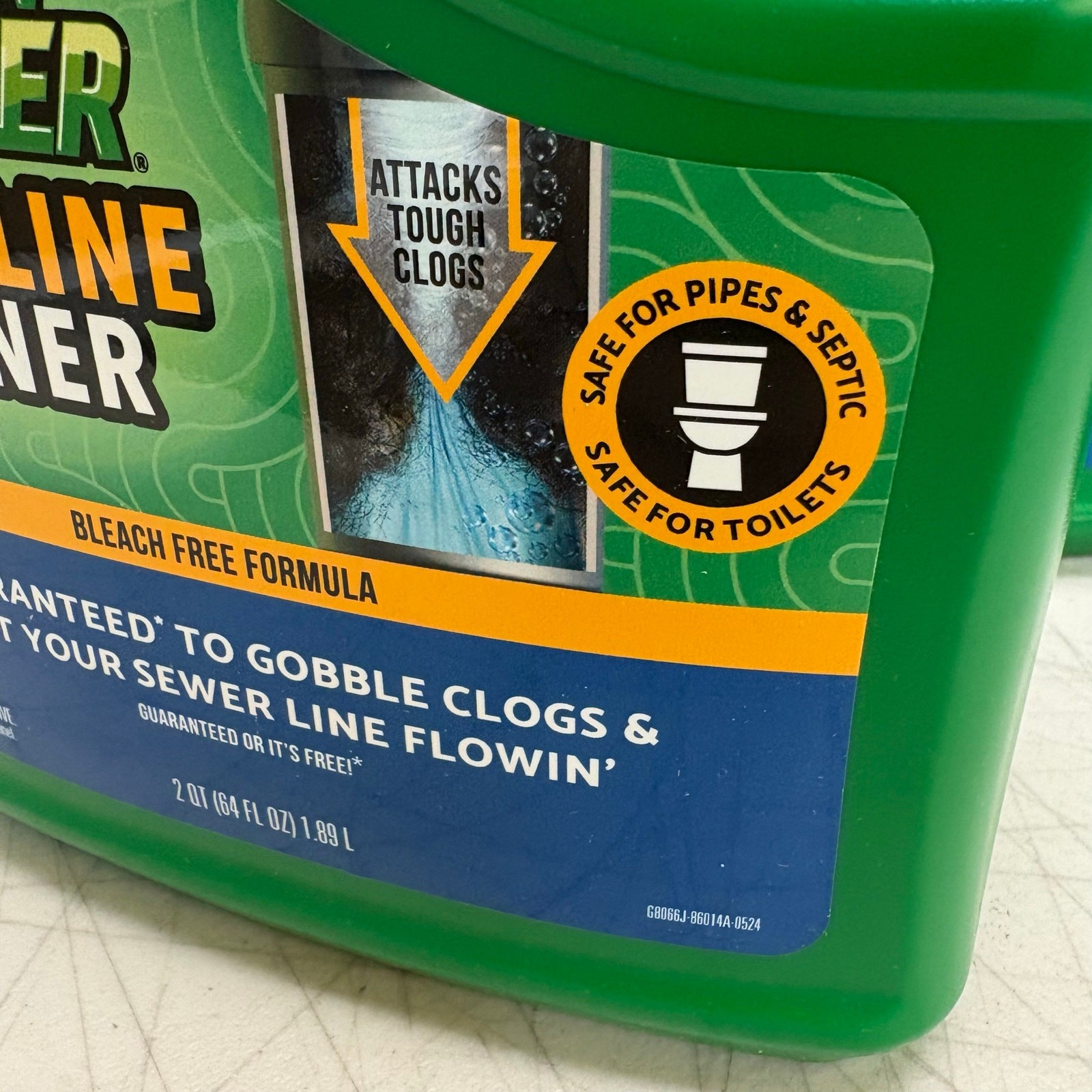 3-PACK Green Gobbler Main Line & Sewer Clog Remover Drain Cleaner Hair Clog 64oz