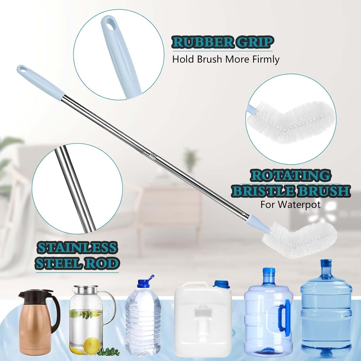 5 Gallon Bottle Brush – 5 Gallon Water Jug Brush Cleaner | 28″ Long 3 & 5 Gallon